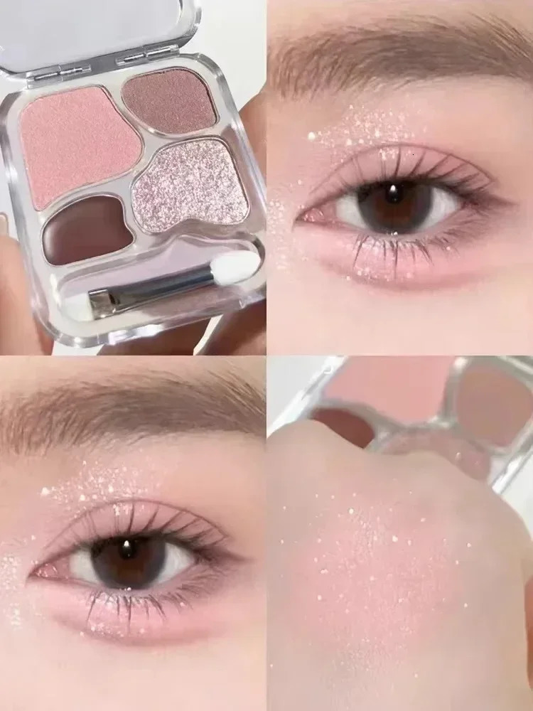 4color eye shadow palette powder blusher highlight contour makeup cute beauty cosmetics 250325