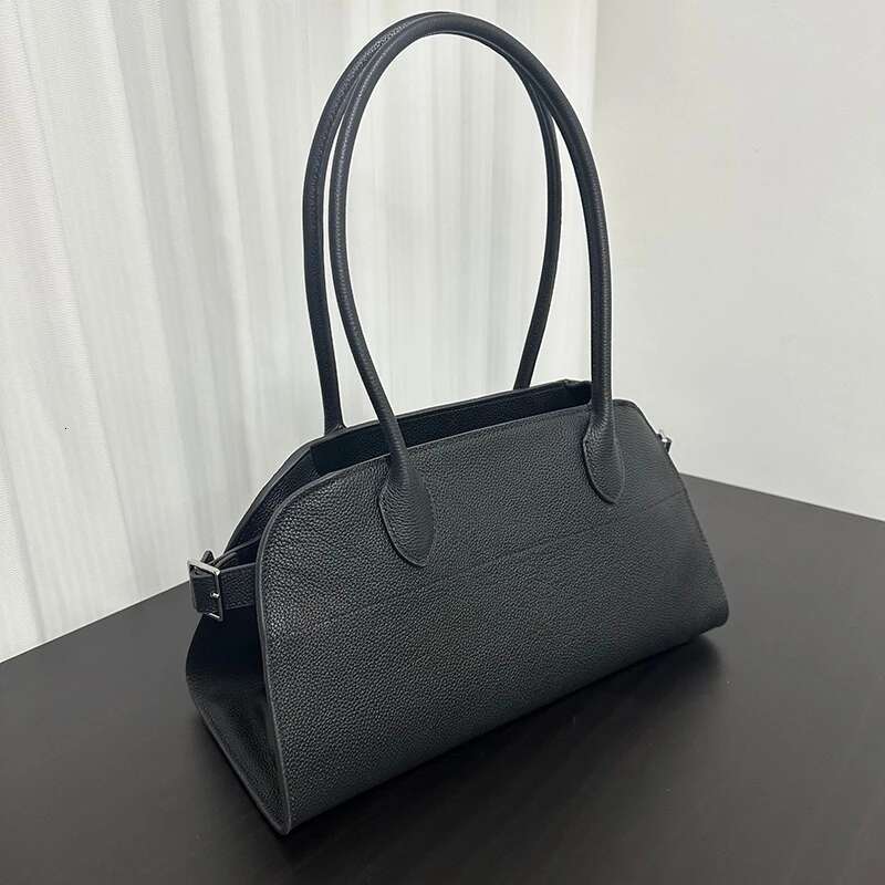Donna-in Large Tote Genuine Full Grained Leather Long Handle Shoulder Bag Natural Cowhide Business Handbag for Work Commuting