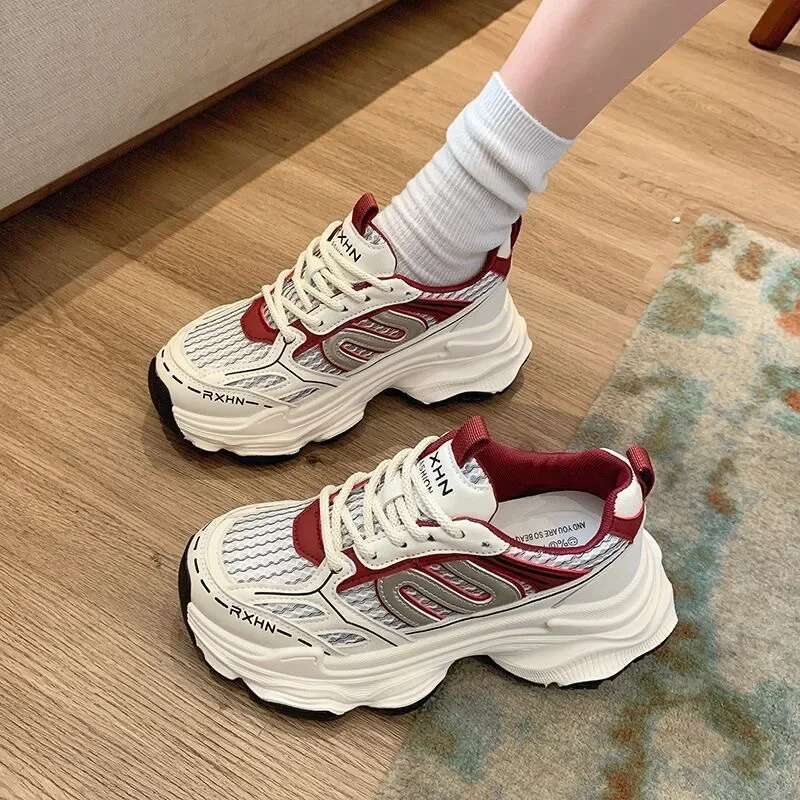Sneakers Autumn Fashion Breathable Casual Women Mesh Lace Up Comfort Platform Vulcanize Shoes atillas De Mujer