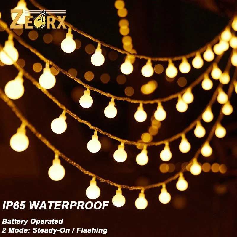 10m 80LEDs Globe String Lights Battery Operated Fairy Light String with 2 Lighting Modes for Indoor/outdoor Festival Holiday W251107