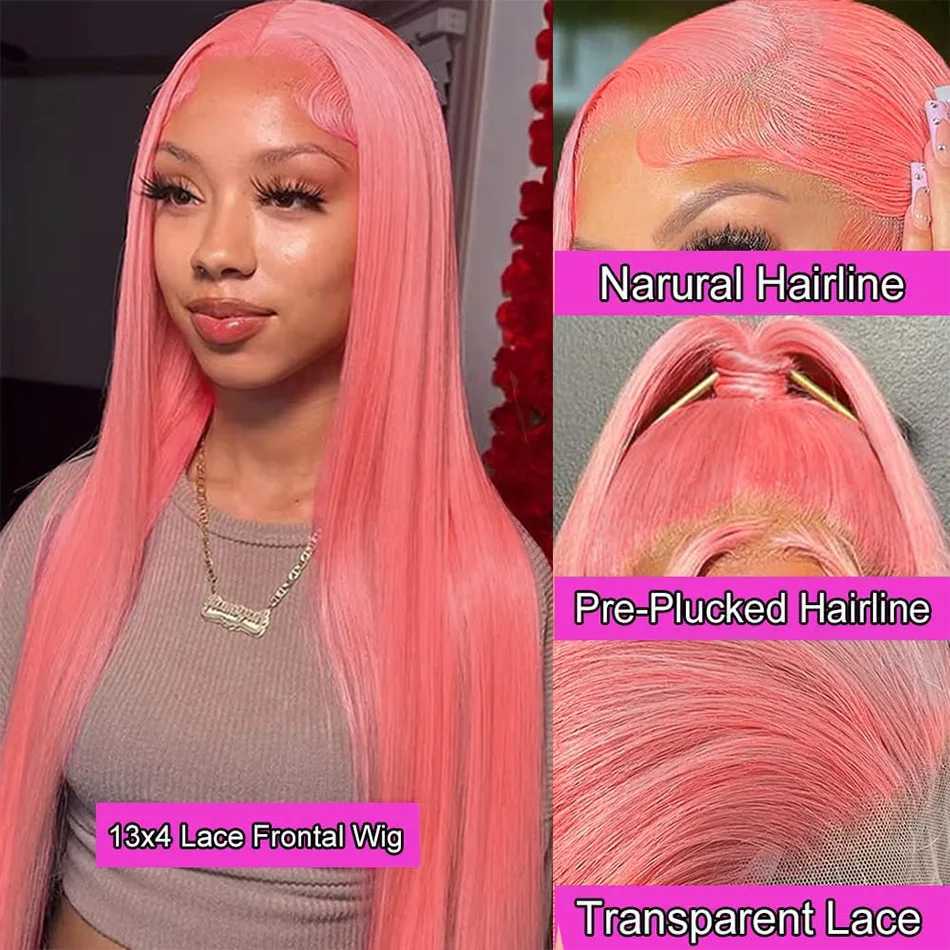Pink Wigs Straight Human Hair Wigs 13X6 Hd Lace Frontal Wig 250 Density Body Wave Lace Front Wigs Colored Brazilian Hair 30 Inch W251107