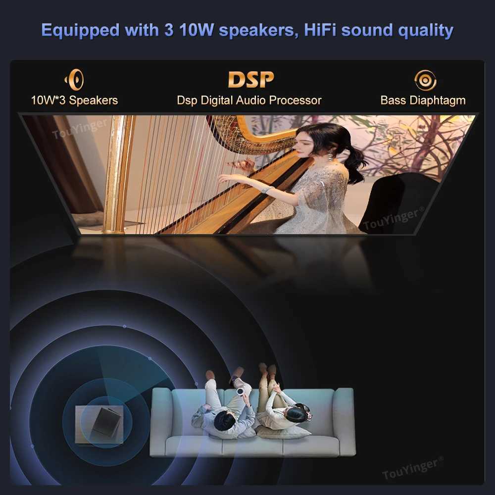 Touyinger Q12W pro 2800ANSI Full HD 4K Dual Screen Wifi BT Smart Home Theater Projector X250407