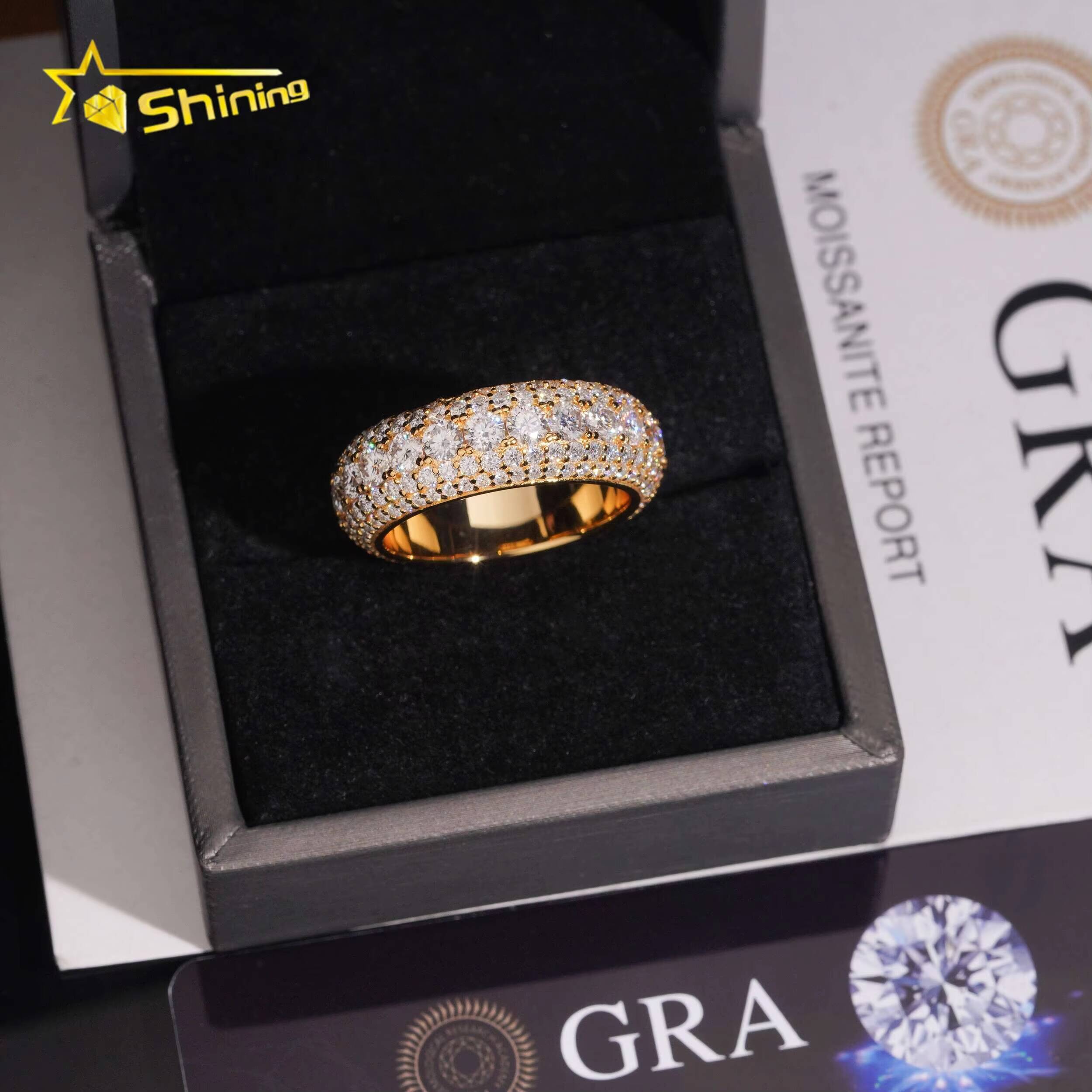 GRA Cert Pass Diamond Tester Wholesale Fully Iced Out Engagement Eternity Band Ring Wedding Ring Solid Silver 925 VVS Moissanite