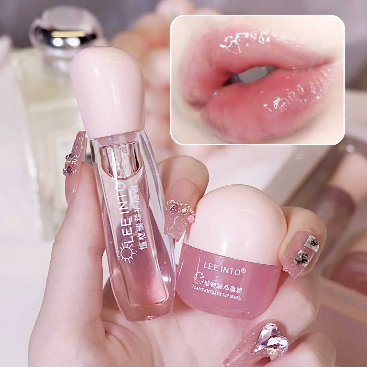2 pieces/box light lipstick set lipstick moisturizing fade lip line lip care serum primer lipstick cosmetics kit new W250407