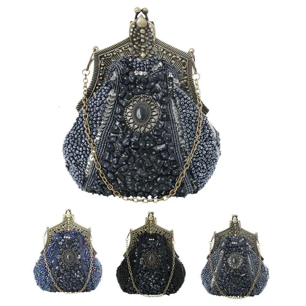 Women S Antique Beaded Embroidery Party Clutch Vintage Sequined Purse Evening Handbag Wedding Bridal Bag