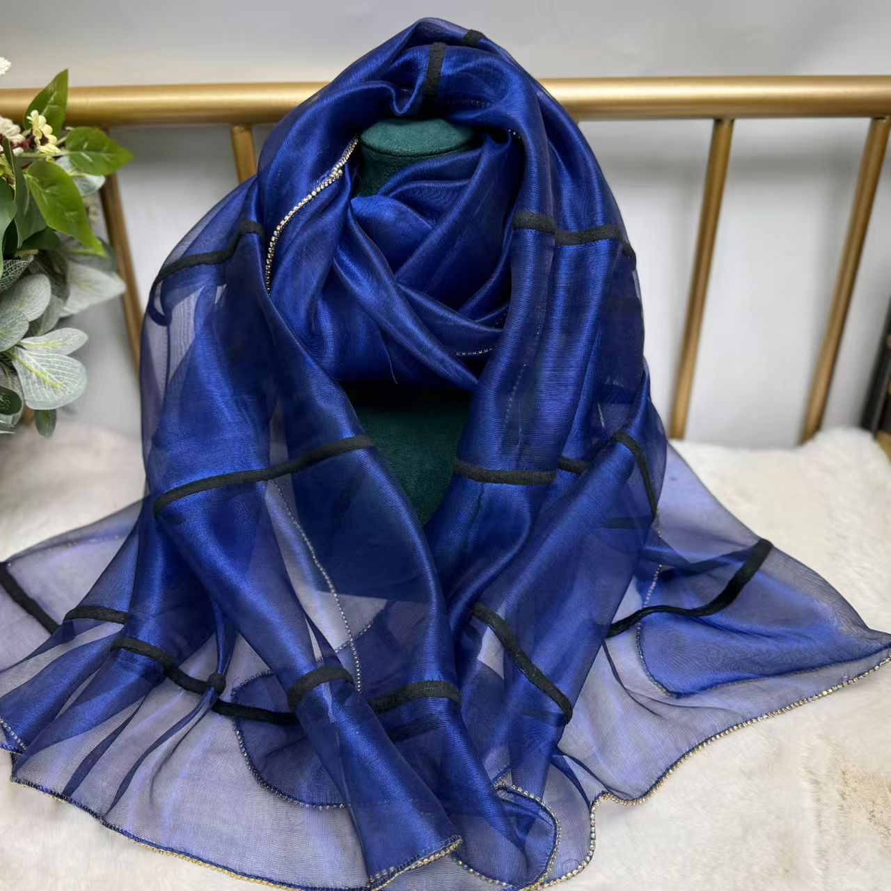 T431 scarf solid color silk scarf diamond chain mulberry silk scarf silk spring autumn winter all-match shawl thin new fashion