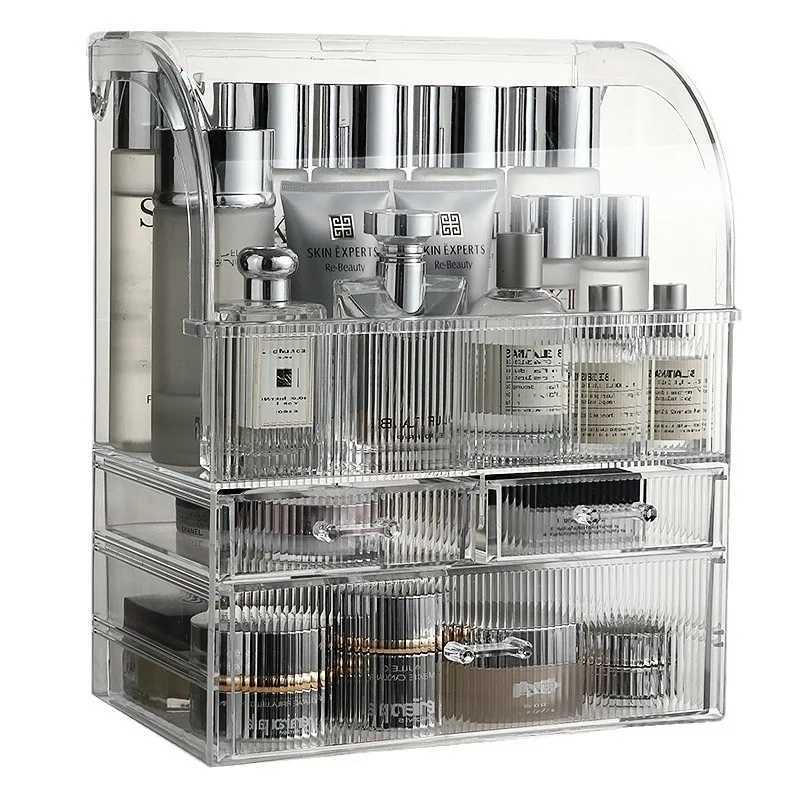 Large Drawer Organizer Makeup Storage Clear Acrylic Box With Perfume Cosmetic Display Capacity Lid Cosmet Storage Box J251115