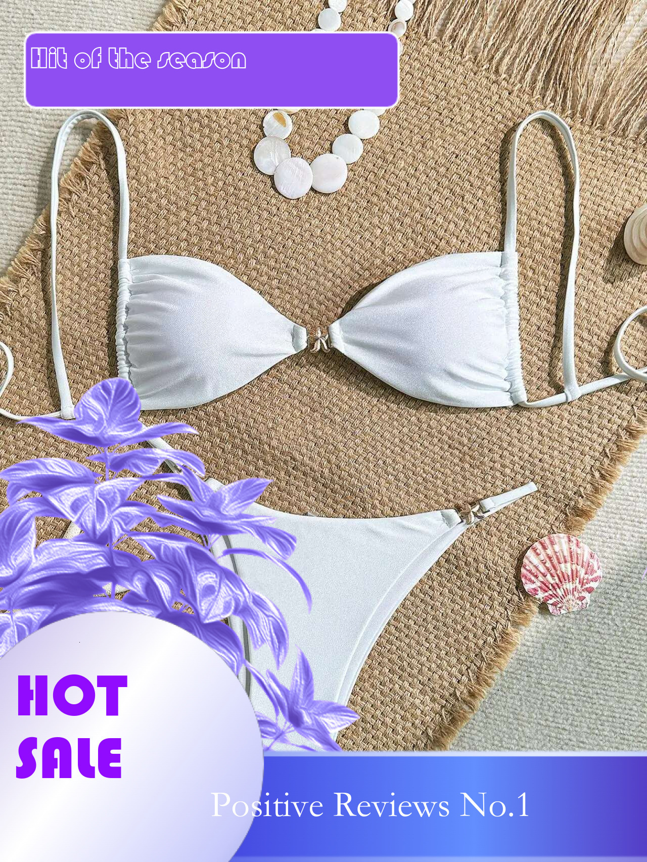 Dongdumaoyi Sexy White Bikinis Sets Women Metal Starfish Pleate Push Up Bra Thong Swimsuit Summer Bathing Suit Micro Swimwear Biquini