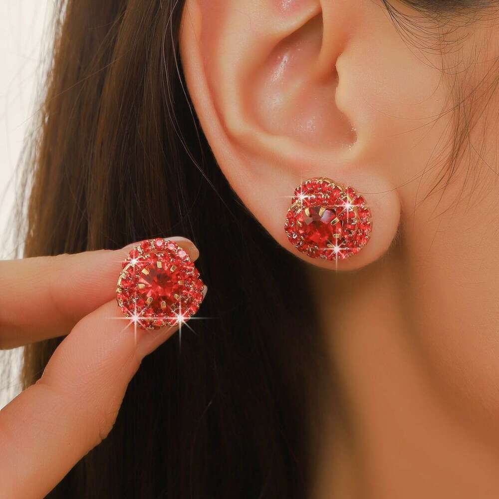 Earrings High grade Small fragrance Delicate small Zircon surround welding copper claw chain rhie earrings