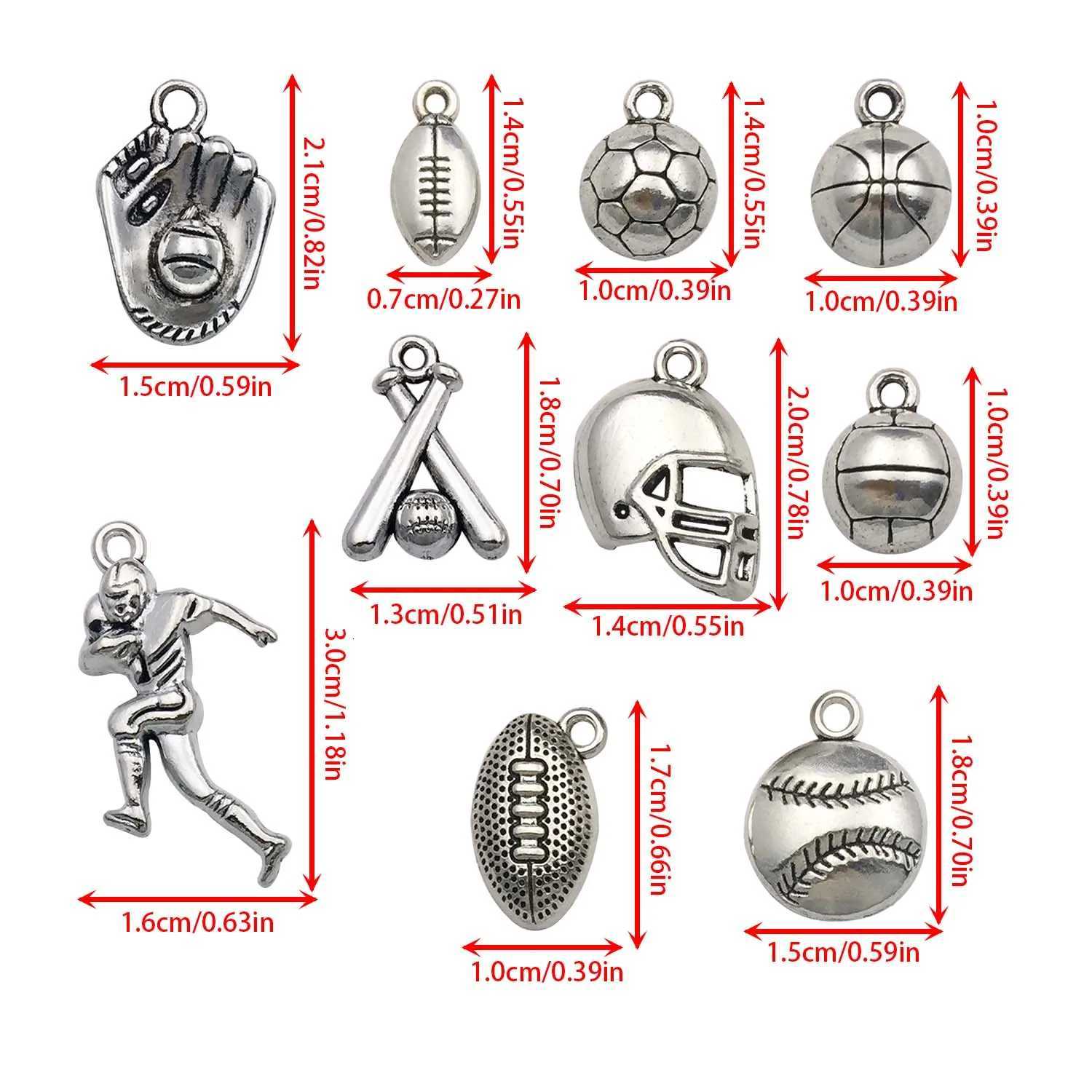 10/20pcs Sports Charms Alloy Athlete Ball Helmet Glove Design Pendants For DIY Bracelet Necklace Jewelry Making AccessoriesXJ251107