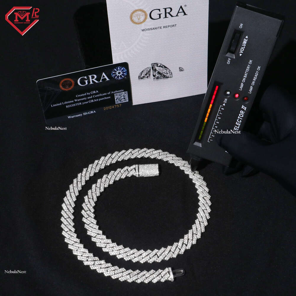 Hiphop 8mm10mm6mm Sterg Sier Iced Out VVS Moissanite Cuban k Chain