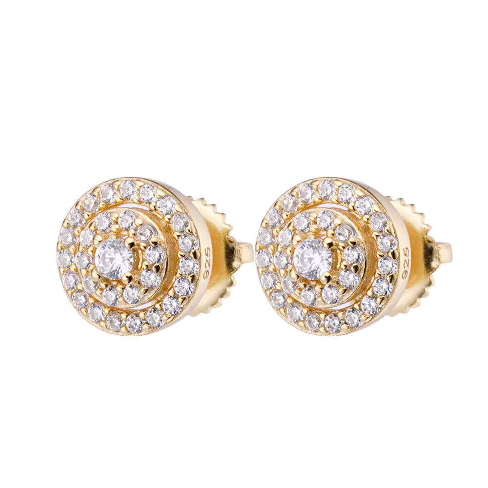 2024 New Minimalist 925 Sterling Silver 18K Gold Plated Hypoallergenic Iced Out Zircon Moissanite Stud Earrings
