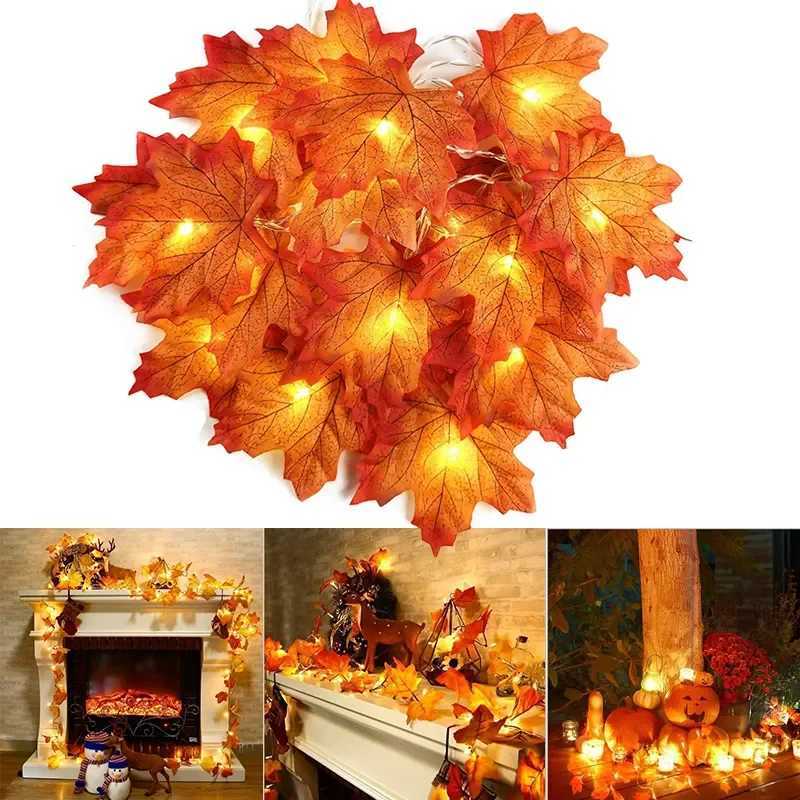 2/3/6M Christmas Decoration Artificial Maple Leaf Leaves LED Light String Lantern Garland Home Party DIY Deco Halloween New Yea W251107