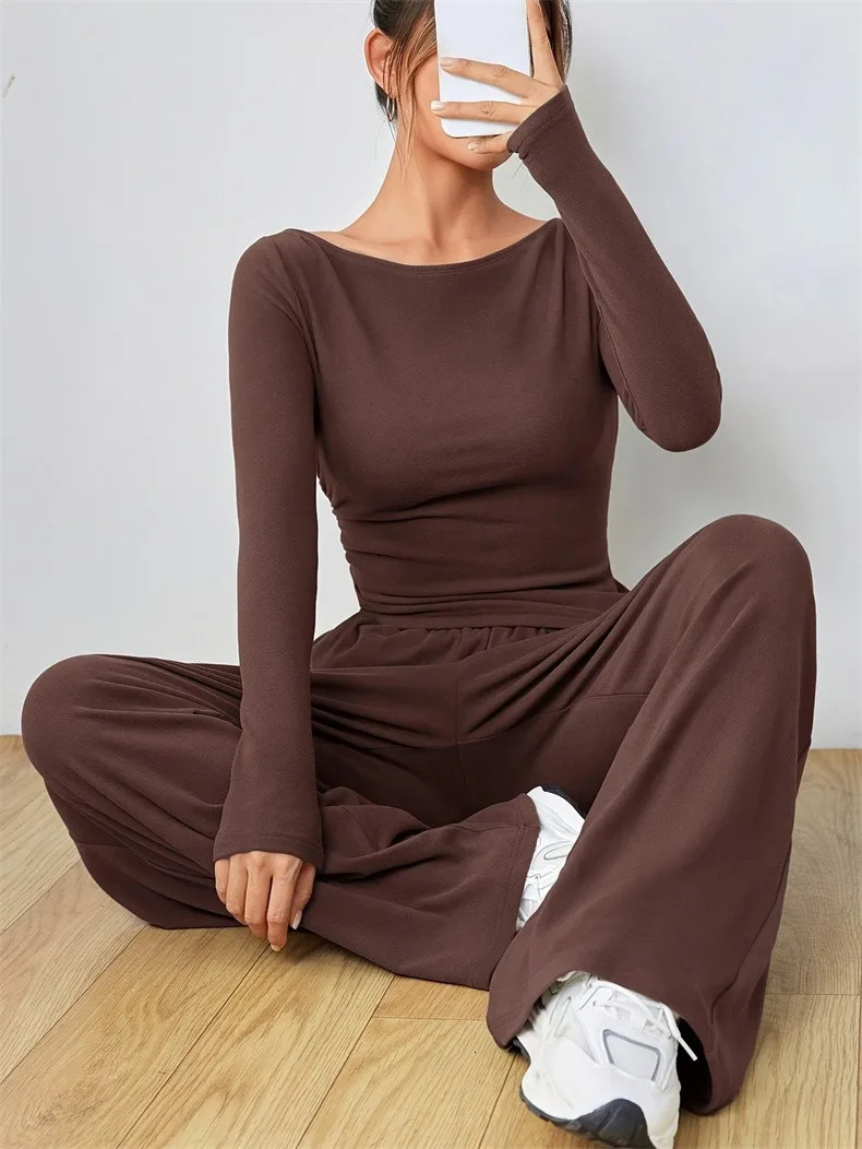 selling relaxed womens wide leg pants twopiece set soft and sticky style covering fashionable irregular patterns 250407