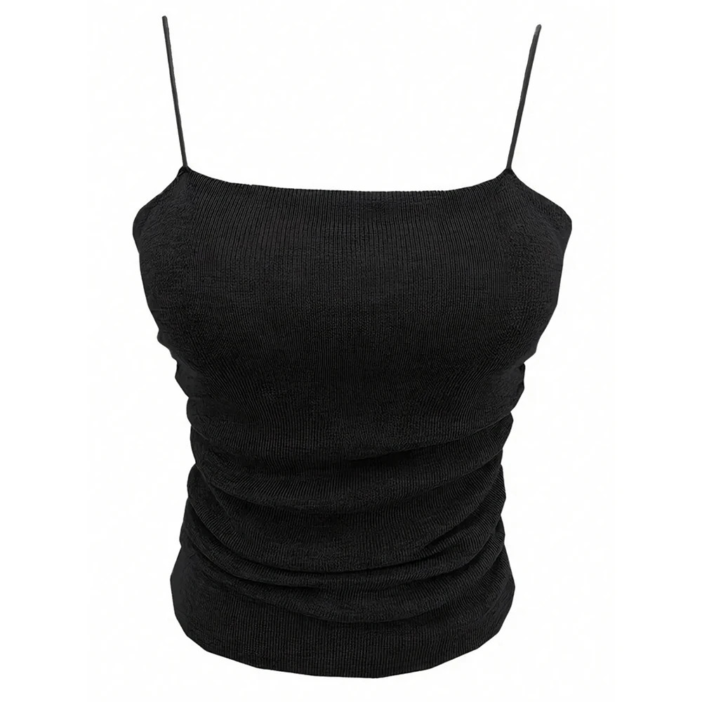 Mia Muse Womens Tank Four Seasons Suitable Ultra Thin Minimalist Solid Color Waist n Sleeveless Shoulders Daily 250407