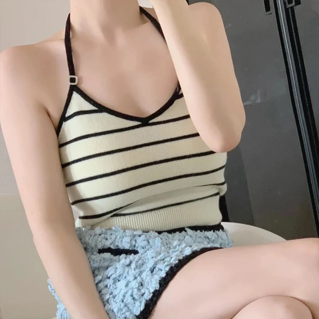 Nigo LP Womens Summer Striped Sleeveless Solid Color Wool Tank Top Ngvp #nigo1353 250407