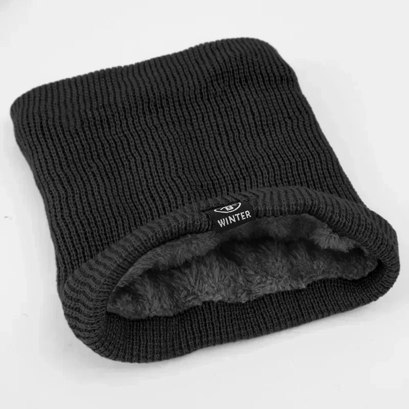 Fleece Neck Warmer Winter Plush Solid Color Knitted Neck Scarf Ring Unisex Outdoors Warm Windproof Neckerchief Scarves Collar 251106