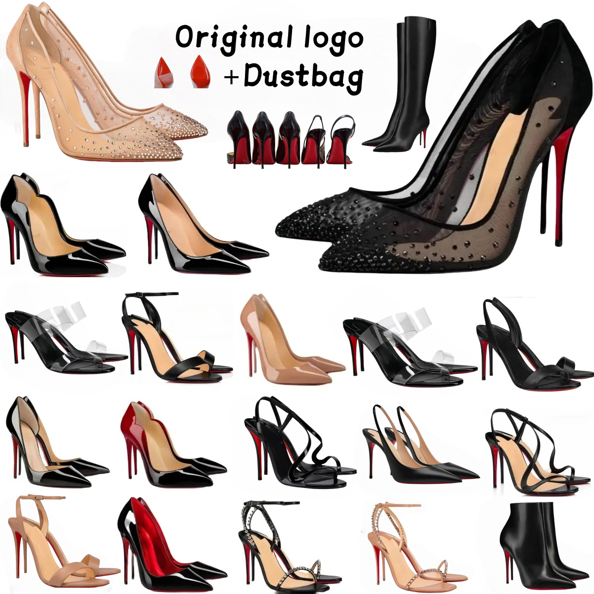 Heels Designer Women High Heels Black Red Shiny BottomPumps Stiletto Genuine Leather Pumps Wedding Shoes 6cm 8cm 10cm 12cm Sexy Party Sandals with Red Dust Bag 35-44