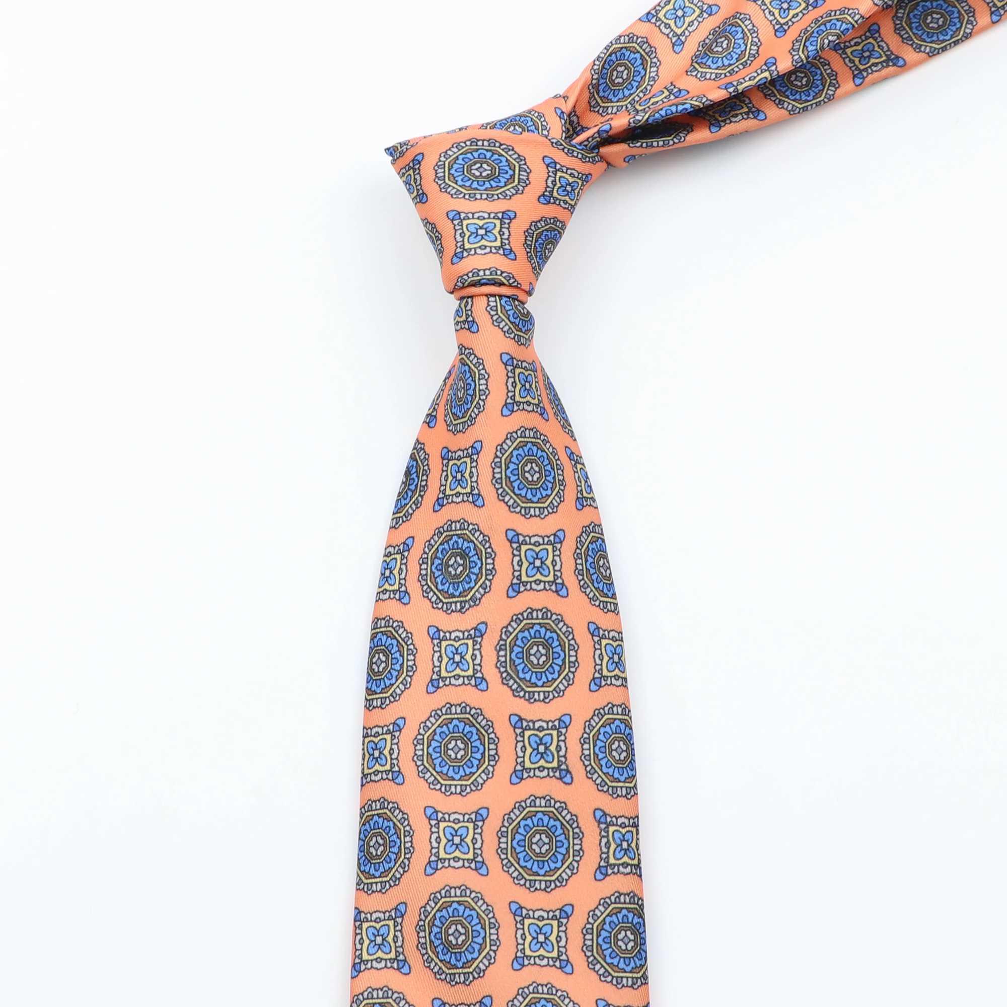 Mens Fashion Silk Tie 7.5cm Soft Novelty Necktie Blue Green Orange Color Ties For Men Dot Floral Bowtie Wedding Business Gift X250407