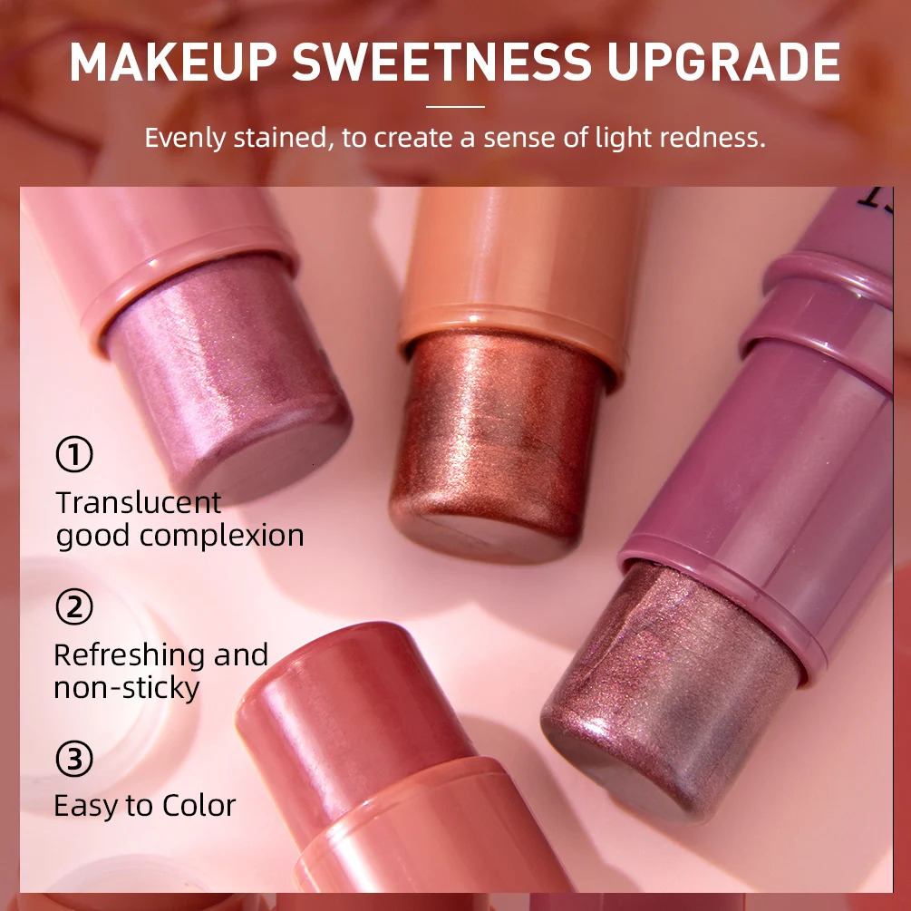 Cheek Bronzer Face Rouge Blusher Cream Natural High Color Rendering Brightening Skin Tone Durable Multifunctional powder blusher Stick 250325