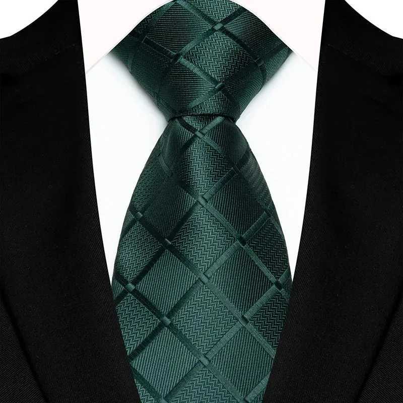 Luxury 8CM Mens Necktie Green Color Stripes Floral Solid Ties For Man Gro Jacquard Woven Neck Tie For Business Wedding Party X250407