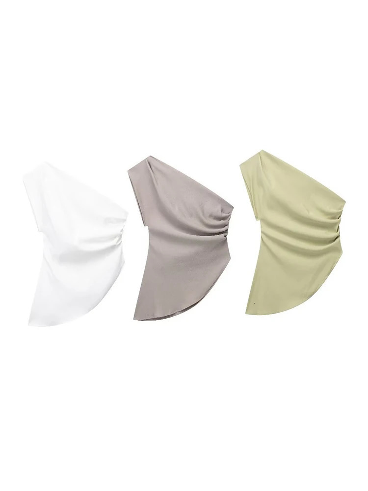 Asymmetric Tshirt Womens Fashion Trend Girl Celebrity Temperature Off Shoulder Top 250407