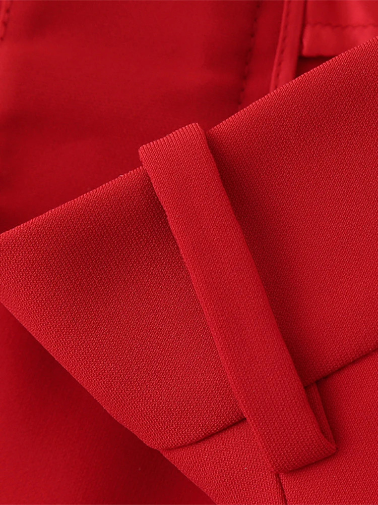 Red lace up vest pants set for womens elegant Vneck sleeveless high waisted Trouser summer 2piece 250407