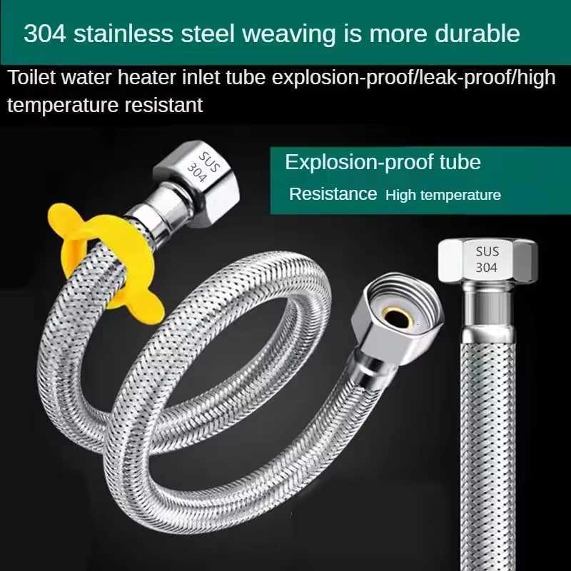 40/60/80/100/150/200cm Stainless Steel Braided ible Hose Household Water Heater Toilet Faucet Hot and Cold Water Inlet Pipe Y251107
