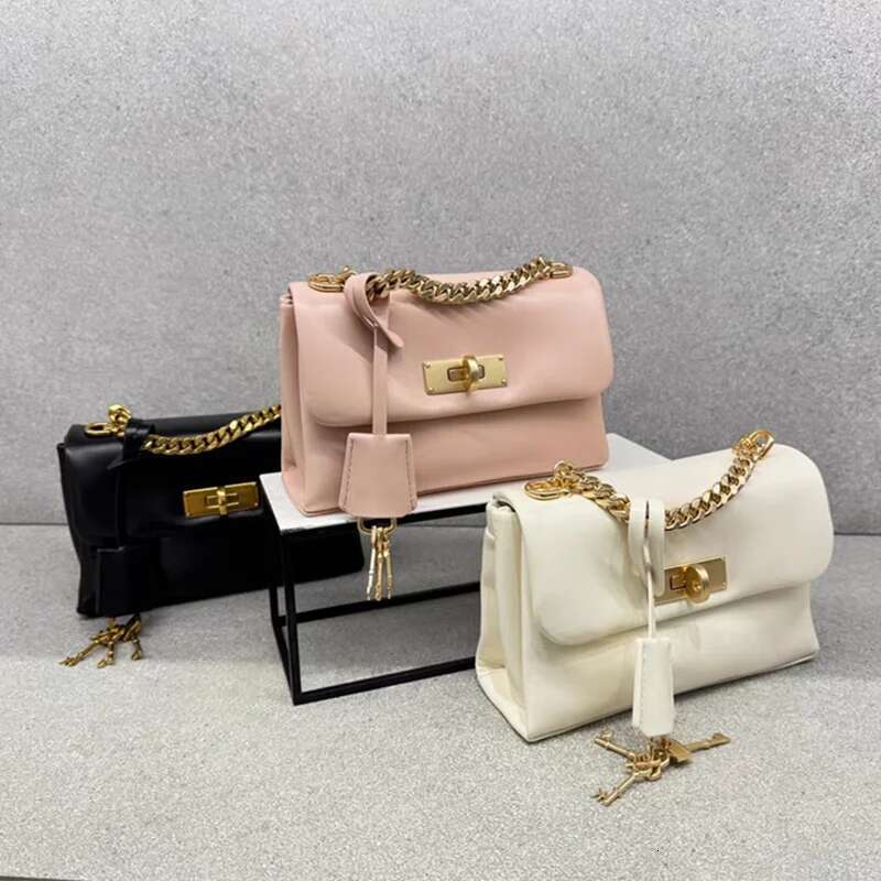 Brand Design Crossbody Messenger Women's Sweet Style Pink Small Square Bag New Fashionable All-Match Lock Handbag