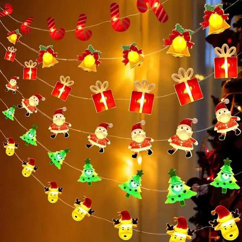 2024 Christmas Lights String Santa Claus Snowman Battery-operated Garland LED Christmas Decorative Light Party New Years Decor W251107