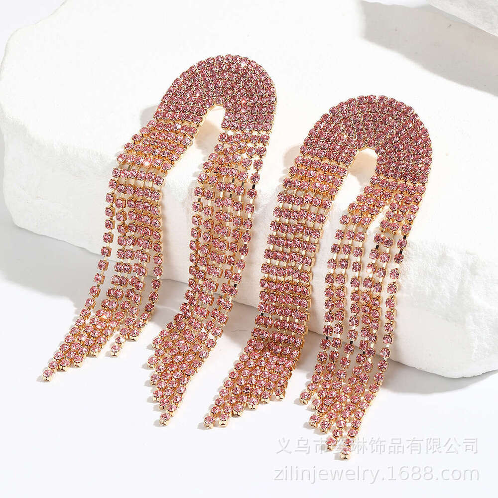 Exaggerated style personalized tassel earrings, long and short styles, elegant women's earrings accessories