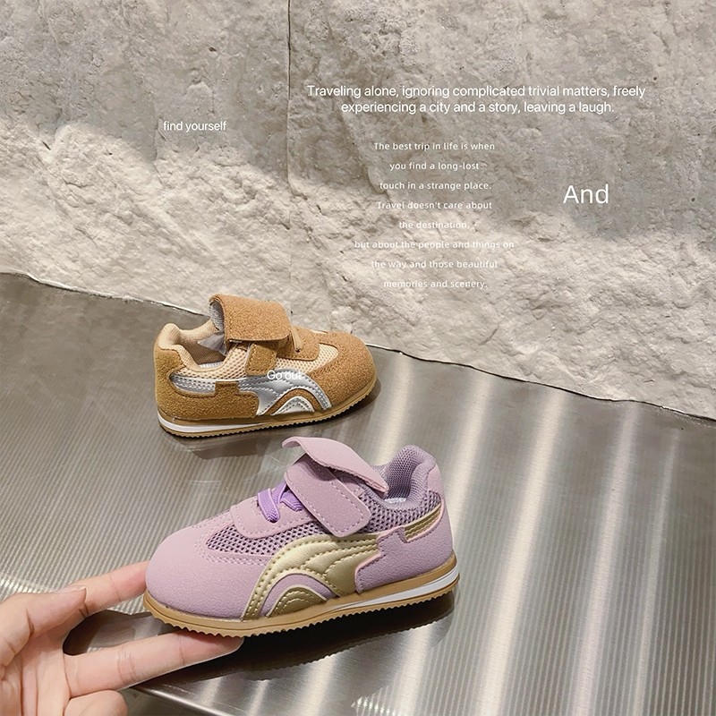 Free shipping designer sports shoes 1-2 year old children black purple khaki comfortable breathable wear-resisting outdoor walking shoes new