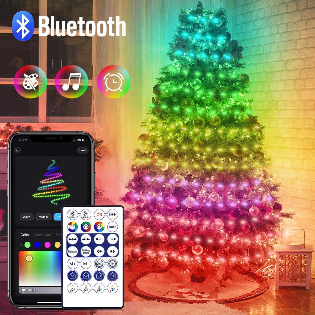 20M RGB Christmas LED String Light USB Bluetooth Fairy Lights Festoon Wedding Camping Outdoor Garden Room Decor LED Garland Lamp W251107