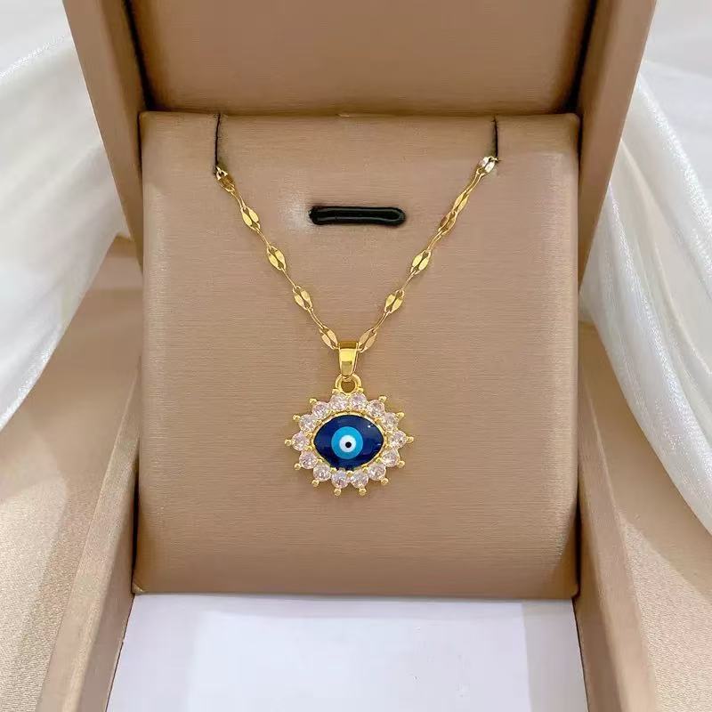 Designer Necklace 18k Gold Stainless Steel Evil Eyes Necklace for Men Women OT Pearl Buckle Party Wedding Travel Jewelry Wholesale Drop Ship