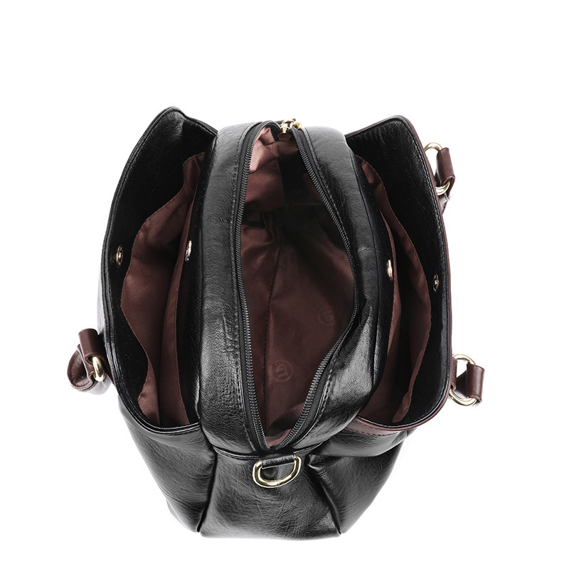 2025 New Large Capacity Tote Bag Women's PU Leather Handbag Middle-aged Commuter Crossbody Shoulder Designer Bag