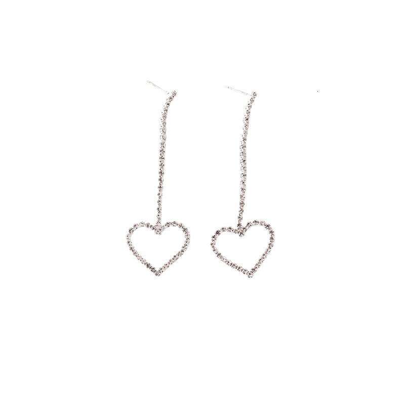 Steel Needle Minimalist Style Tassel Love Pendant New Claw Chain Water Dia Earrings