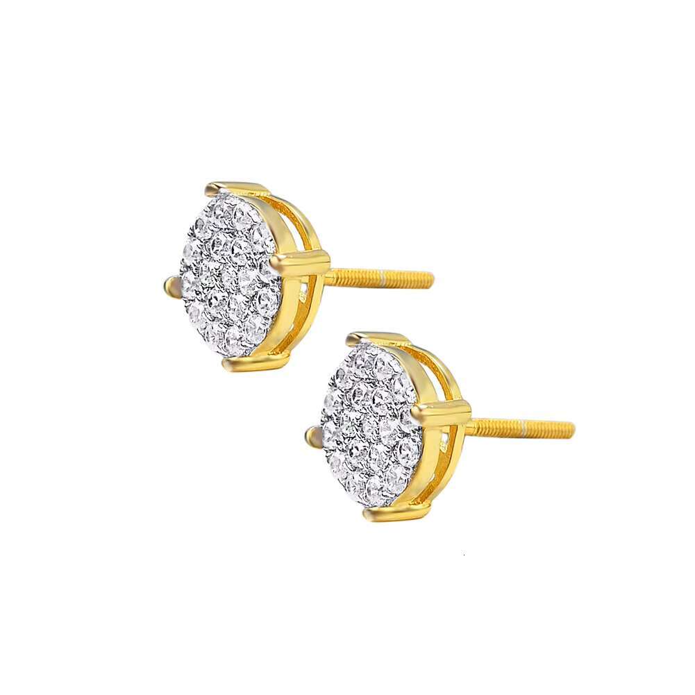 Wholesale Hip Hop Jewelry Ice Out Cubic Zirconia Diamond 925 Sterling Silver Gold Plated Stud Earring for Men