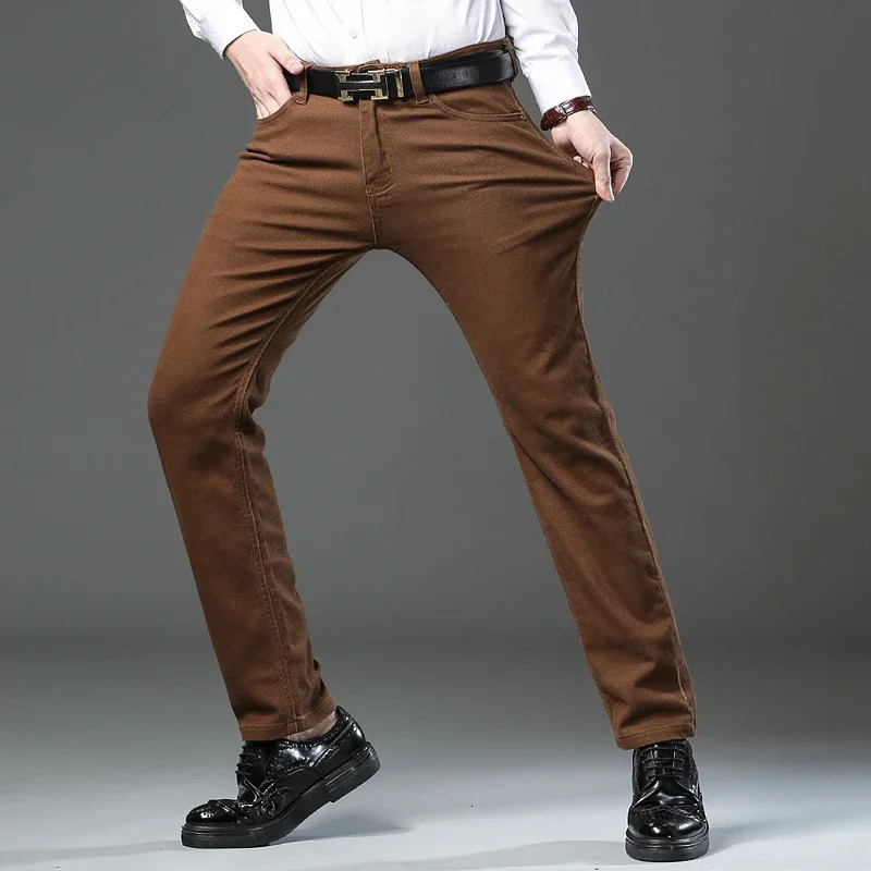 Classic style 3color autumn mens ultrathin brown jeans highquality business casual high stretch denim pants Trouser 250401
