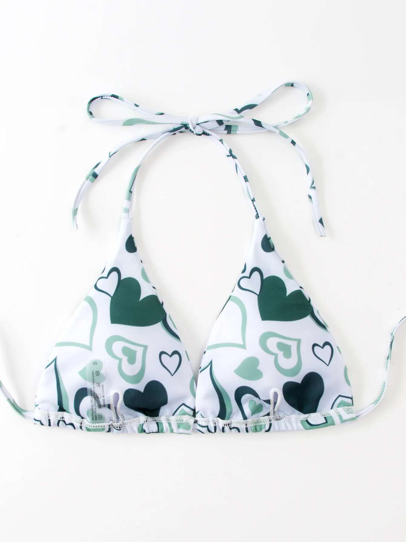 Dongdumaoyi Sexy Green Heart Print Bikini Set Women Halter Push Up Bra Bandage Thong Swimsuit Beach Bathing Suit Tanga Swimwear Biquini