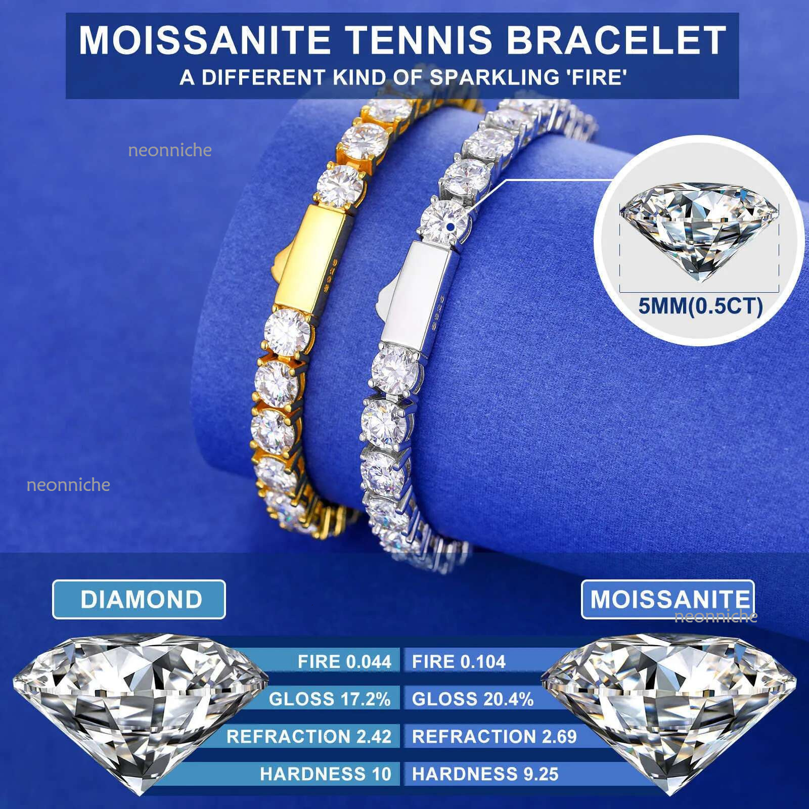 4MM Width Designer Sterg Sier VVS Moissanite Tennis Cuban chain Bracelet Pass Mosan Dia Test Free Engraved Bg Men's Fine For Women Men Jewelry gi