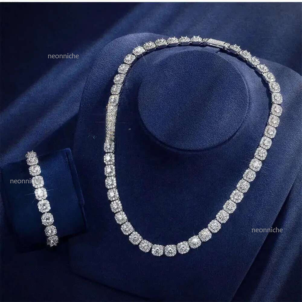 Jewelry designer 6mm 10mm Sterg d Color Vvs Moissanite Dia Cluster Tennis Sier Cuban Chain Necklace for Men Women gift DNLAN