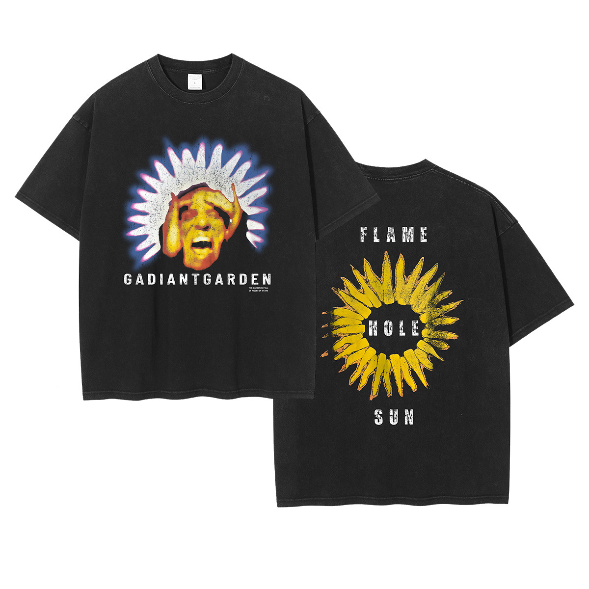 2025 Spring/Summer New Product: Washed and Used High Street Trendy Brand Men's White Ink Digital Direct Spray Printed Short Sleeve T-shirt for Me