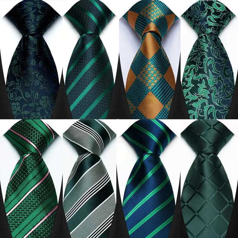Luxury 8CM Mens Necktie Green Color Stripes Floral Solid Ties For Man Gro Jacquard Woven Neck Tie For Business Wedding Party X250407