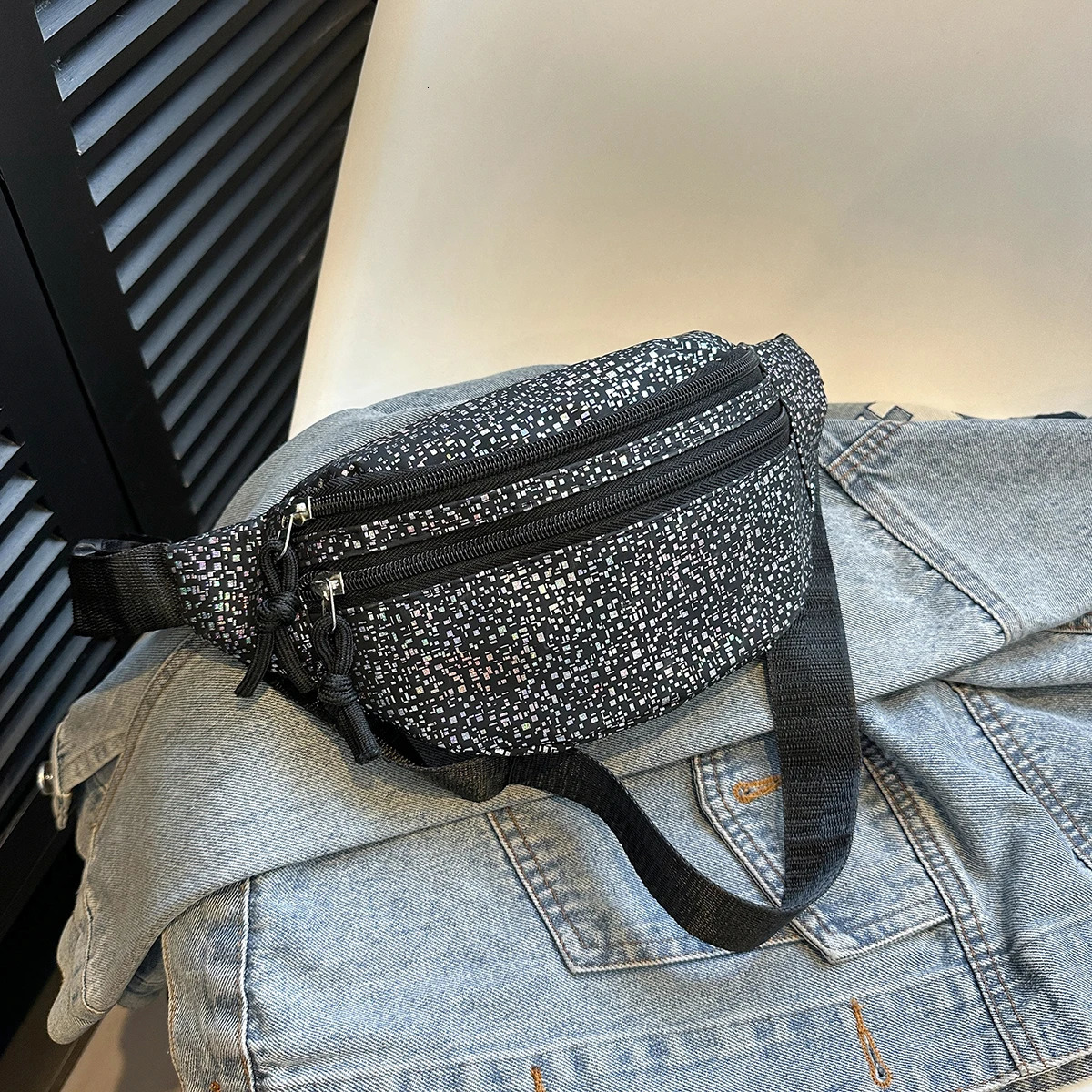 Laser Fanny Pack Sparkling Glitter Waist Pack Ten Font Phone Bag Sparkling Chest Bag Shoulder Bag 250402