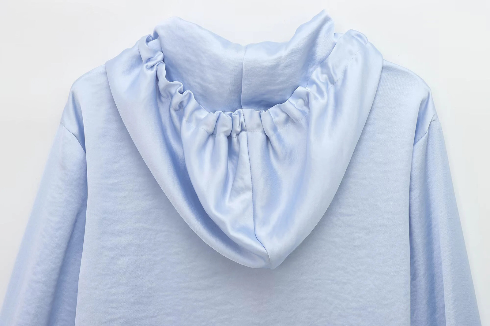 European and American Spring Womens Casual Style Simple Long Sleeve Hooded Silk Texture Shirt 250407