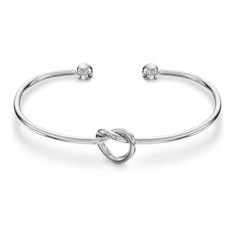 Top selg 2mm fine stainless steel knot with heart-shaped opening bracelet