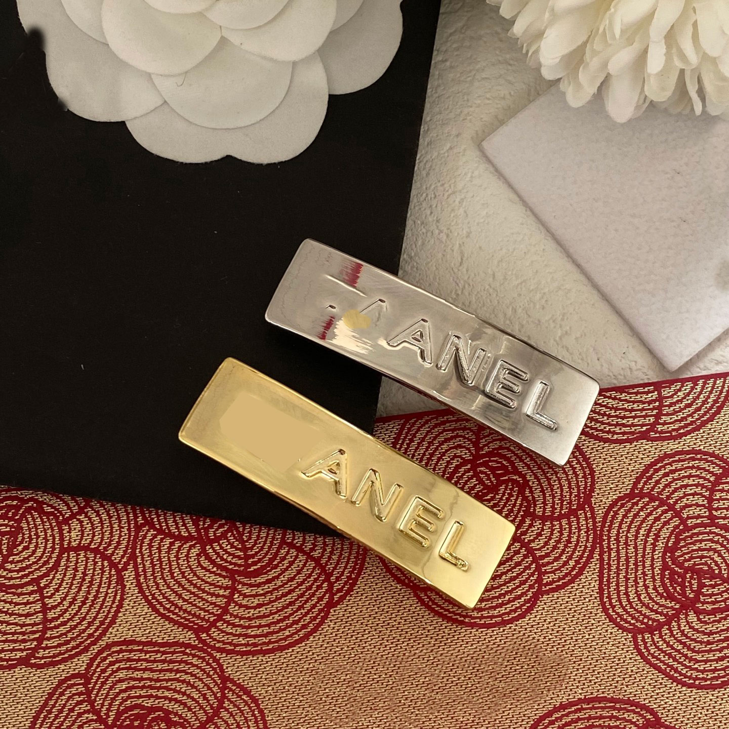 Square Golden Silver shinny hair clip decoration for women C brand luxury brand gift for girl with box high quality have stamp