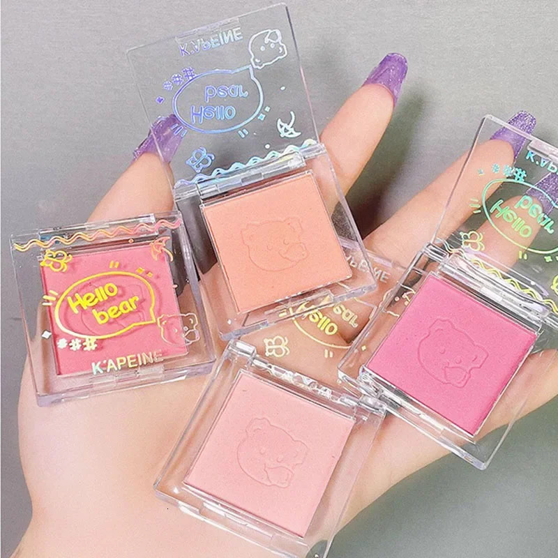 Natural face monochrome powder blusher palette Rose hawthorn cheek coloring blush pink makeup matte peach outline shadow 250325