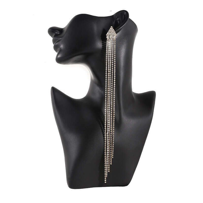 S Sier Needle Triangle Water Dia Exaggerated Extra Long tassels, Irregular Claw Chain Earrings, Simple and Skinny Style