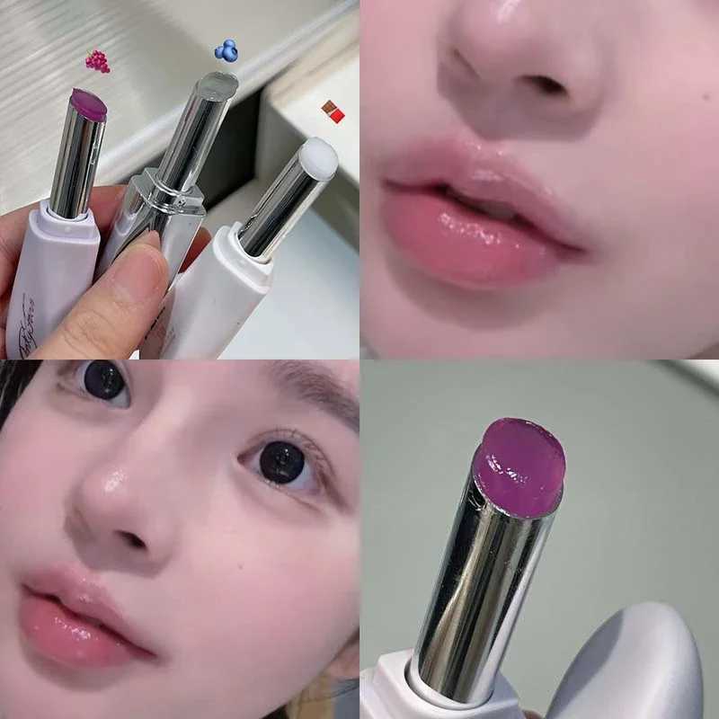 1Pc fruit grape lipstick moisturizing lipstick transparent solid jelly lip nude lipstick base makeup colorless lipstick care W250407